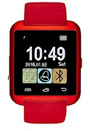 Eclock Montre Mixte Cadran 35mm en Plastic Noir Et Bracelet Rouge en Caoutchouc EK-A2