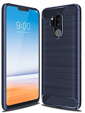 Cruzerlite für LG G7 hülle, Kohlefaser Textur Design Abdeckung Anti-Scratch Stoßdämpfung Schutzhülle für LG G7 ThinQ Case (Blue)