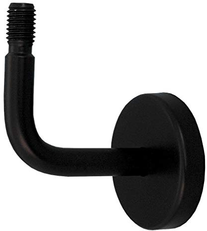TIBU Handlaufhalter Modell B Edelstahlhalter Schwarz pulverbeschichtet gewinkelt mit Gewinde zum Eindrehen in Holzhandlauf