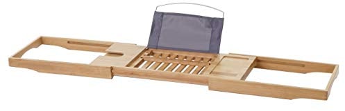 Mendler Badewannenauflage HWC-B77, Badewannenablage Wannenbrücke Badewannenbrett Badewannenregal, Bambus ausziehbar 19x105x22cm