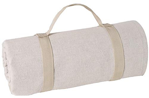 Les Jardins de la Comtesse - Rechteckige Picknickdecke XL Beige - Baumwolle wasserabweisender/Rückseite Polyester - 8 bis 12 Pers - Picknickdecke mit Halterung - Auch für Gartentisch - 140 x 280 cm