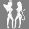 Decus Engel und Teufel Frauen sexy L 0233 (weiß) // Sticker OEM JDM Style Aufkleber
