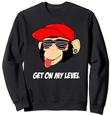 cooler Sonnenbrillen Hip Hop Affe rotes Cap Get on my Level Sweatshirt