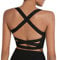romansong Strappy Yoga Sports Bras for Women Padded Criss-Cross Back Tank Tops,Women's Sexy Running Workout Bra with Removable Cups Black