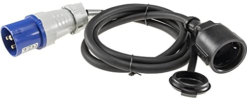 CEE Kabel Adapter 1,5M Stecker auf Schutzkontakt-Kupplung IP44 spritzwassergeschützt I H07RN-F 3G2,5 I 230V / 16A 3-polig für Camping, Caravan Wohnwagen