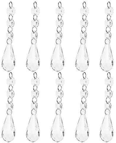 10 Stück Acryl Teardrop Kronleuchter Anhänger, klare Kristall Prismen Anhänger hängende Perlen für Kronleuchter, Kandelaber, Deckenleuchten, Hochzeitsdekoration