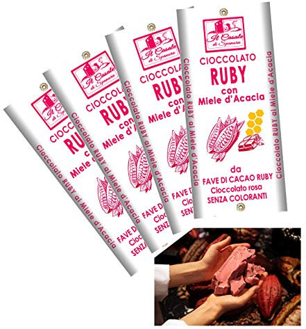 NOVITÀ | Cioccolato RUBY | da Fave di Cacao Rosa | set tavolette 4 pz – 380 gr