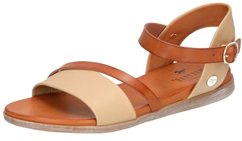 MUSTANG Damen Sandale Schnalle Riemen flach 1424-807, Größe:38 EU, Farbe:Beige