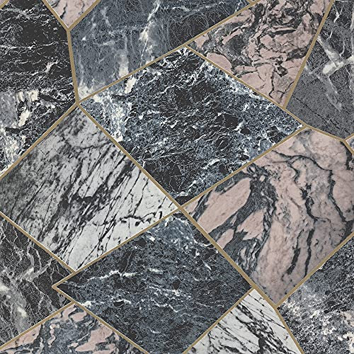 Grandeco Life Agate Teal Pink Wallpaper 177601 - Marble Tile Kitchen Bathroom