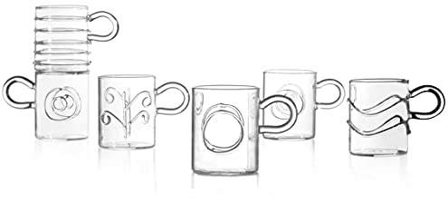 Ichendorf Milano Set di 6 Tazzine Caffè | Collezione Decò | 10 cl | Vetro Borosilicato | Fatto a Mano
