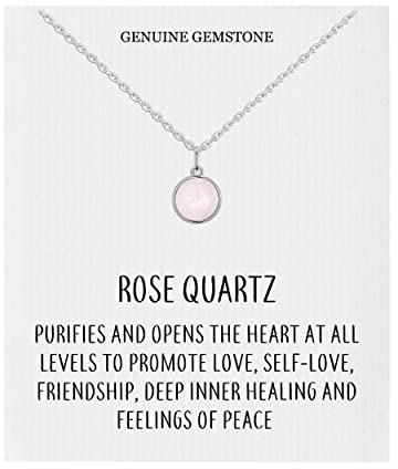Philip Jones Rose Quartz Necklace with Quote Card