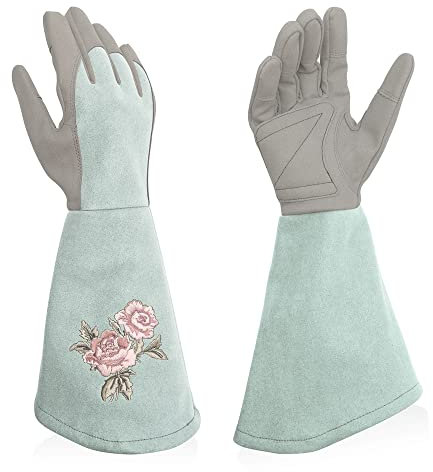 Intra-FIT Rosenhandschuhe, Damen Gartenhandschuhe, Strauchhandschuhe aus Kunstleder mit Rundumschutz vor Dornen, lange Arbeitshandschuhe mit Stichfest Durchstichfest für Gartenarbeiten