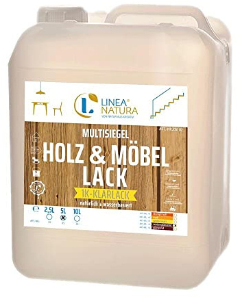 LINEA NATURA Holz- und Möbellack | Klarlack | geruchsarm, kinderfreundlich, schnell trocknend (seidenglänzend, 5L)