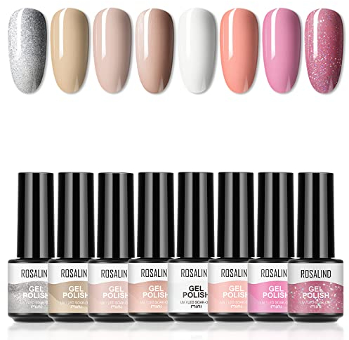 ROSALIND UV Nagellack Shellac Set 8 Farben Gel Nagellack Set Rosa Nagellack UV LED Lampe Für Nägel Gel Nail Polish Set Valentinstag