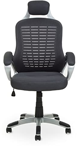 Premier Housewares Stratford Grey Home Office Chair/Computer Chair For Meeting Room/Upholstered Computer Chairs For Home/Accessories For Ergonomic Chair Office / W67 x D67 x H123cm