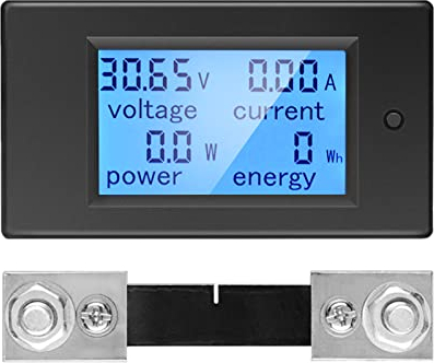 VOKTTA DC 100A Voltmetro digitale Amperometro Misuratore di potenza DC 6,5-100V,display LCD Multimetro Tensione Corrente Energia Monitor per camper Pannello wattmetro con shunt 100A/75 mA