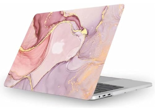Fancity für MacBook Air 13,6 Hülle M5-M2 A3449 A3240 A2681 2024-2026 2022 | Gummiert Hartschalen-Schutzhülle Kompatibel mit Air 13.6 Zoll A3113 A2681 mit Touch ID, Stoßfest/Wasserdicht, Marble Pink
