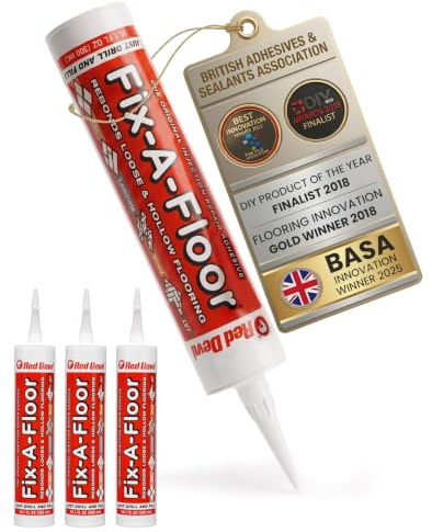 Fix A Floor Extra Strength Floor Tile Adhesive For Hollow Tiles, 4-Pack | Vinyl Floor Adhesive, 300ml, Laminate & Creaking Wood, Versatile Injector Solution
