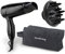 Innoliving Sèche-cheveux Phon INN-618, sèche-cheveux pliant compact professionnel 1600 W, bouton air froid et 2 vitesses, avec diffuseur et étui inclus, poignée pliable, noir, 1,0 unité