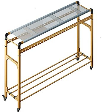 HJXX Tendedero de Ropa Gran Rejilla Multifuncional de Secado de Piso Plegable, Rejilla de Colgador de secador de lavandería Plegable, diseño de 3 Niveles con 4 Ruedas Plegable Tendederos