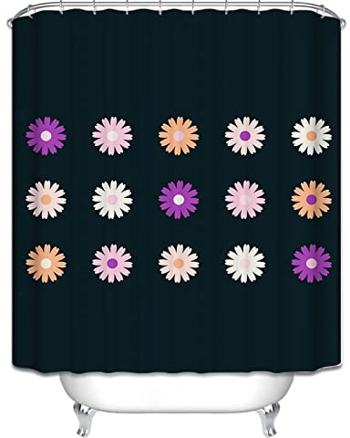 EHOMERY Duschvorhang Nachhaltig Badewannenvorhang Usa Blume Duschvorhang Hochwertige Qualität Duschrollo Ohne Kette Polyester Rostfreie Ösen Und 12 Hakenringe, 160X180Cm