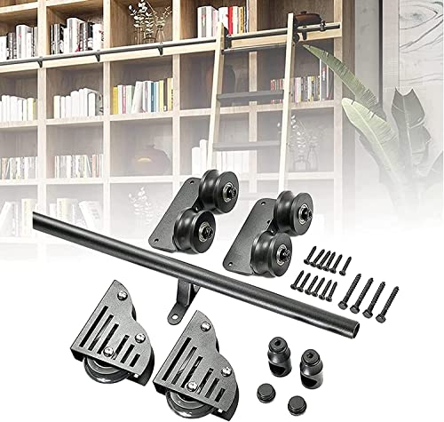 Schiebeleiter-Hardware-Kit Bibliothek Schiebetür-Kit, 200 cm 300 cm 4 m 5 m 6 m |Schiebeleiter-Schienen-Kit, mobile Rundrohr-Leiterschiene für Zuhause/Innenbereich/Loft (Size : 16ft/500cm Track kit)