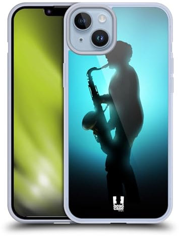 Head Case Designs El Saxofonista Intérpretes de Silueta Caso de Gel Suave Compatible con Apple iPhone 14 Plus