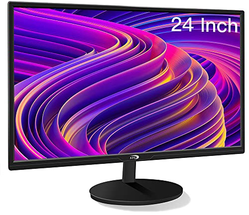STGAubron Monitor de computadora para juegos de 24 pulgadas, pantalla LED FHD 1920 x 1080P, 99% sRGB, HDMI, VGA, ajuste ergonómico de inclinación
