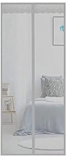 Fliegengitter für Türen, 235x270cm, Aktualisierte Version Magnetischer Insektenschutzvorhang für alle Terrassentüren und Fenster, personalisierbar, Grau