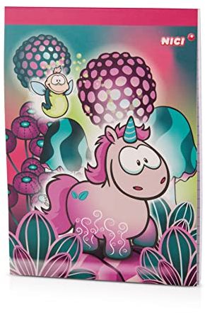 NICI Notizblock Einhorn Midnight Floral DIN A6 bunt kariert 60 Blatt 80g FSC-Papier - Tolle Geschenkidee