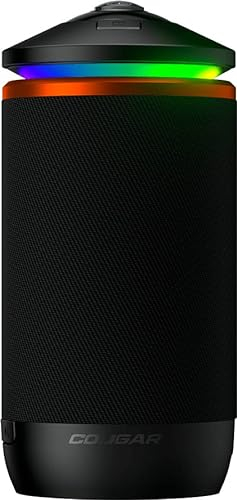 COUGAR Gaming | Panorama-Gaming-Kamera | STREAM-Kamera CYCLOPS RGB USB Typ C schwarz – AIO-Kamera – 2 MEMS-Mikrofone – akustischer Lautsprecher – Fischaugenobjektiv – Auflösung 1920p