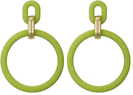 SIXDUTON Pendientes De Aro Acrílicos Para Mujeres, Aretes Circulares De Aro Pendientes Llamativos Bohemios Joyería De Moda (Verde)