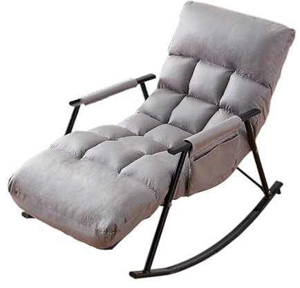 Relaxliege Liegestuhl Moderne SchaukelstüHle Loungesessel mit Verstellbarer Fußstütze Armlehnstuhl Drinnen mit Seitentaschen Schaukelstuhl für Wohnzimmer Schlafzimmer Balkon. ( Color : Light grey , Si