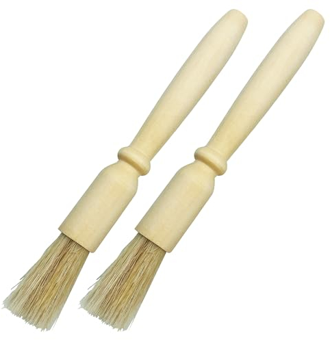 TDBS The Dustpan and Brush Store Pack of 2 Coffee Machine Cleaning Brush With Wood Handle & Natural Soft Bristles, Espresso Grinder Brush
