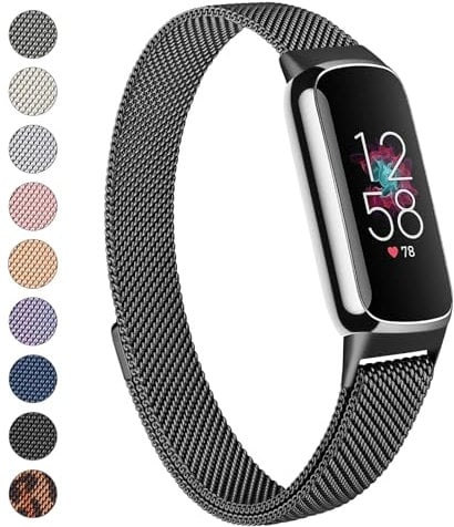 Meliya Metallband kompatibel mit Fitbit Luxe Bändern Damen Herren, Edelstahl Mesh Loop Verstellbares Armband Ersatzband für Fitbit Luxe Fitness Tracker (Schwarz)