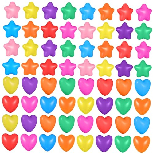 Vaguelly Star Shaped Ball Pit Balls 100Pcs Thickened Five-Pointed Ocean Balls and Heart Pool Balls for Kids Educational Swimming Toys Party Play