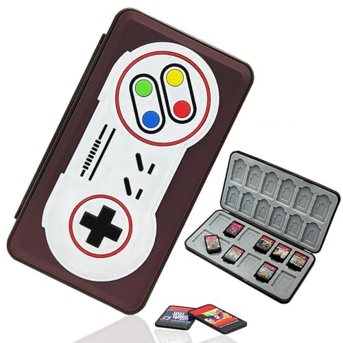 Sunmike Switch Game Holder for Nintendo Switch, 3D Cute Brown OLED Game Case with 24 Micro SD Card Slot & 24 Memory Card Slot Switch Lite Cartridge Storage Case