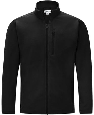 33,000ft Herren Fleecejacke Stehkragen Warm Jacke Männer Leichte Strickjacke Übergangsjacke Outdoor Sweatjacke für Wandern Laufen Freizeit Schwarz 2XL