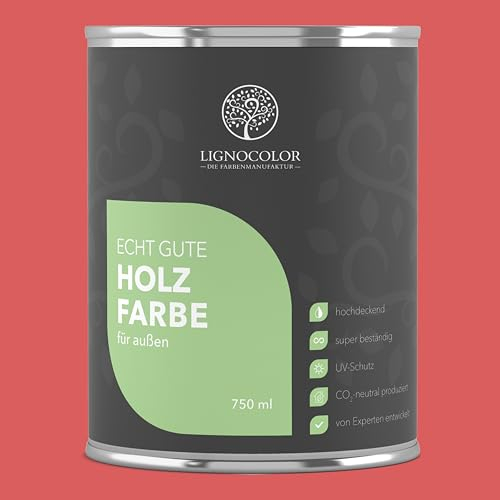 Lignocolor Holzfarbe Außen matt | wetterfeste Farbe für den Außenbereich (Indian Red matt, 750ml) | hochdeckend & hochbeständig