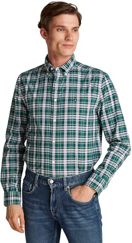 Tommy Hilfiger Herren Hemd Flex Poplin Plaid Regular Fit, Mehrfarbig (Nouveau Green / Allover), S