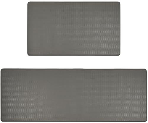 LUA VIKA Alfombra Cocina Lavable Antideslizante Pack de 2 - Tapete Cocina Impermeable, Duradero y Fácil de Limpiar, Alfombra antifatiga, Alfombrilla Cocina PVC Resistente, 44x75 cm + 44x120 cm, Gris
