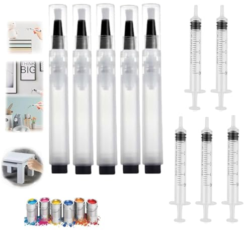 XIBHDN Fillable Touch up Paint Pen Brush, Paint Pen for Wall Touch Up,Paint Pen Brush, Refillable Paint Brush Pens for Walls, Furniture, Kitchen Cabinet, Wood, Floor, Window (5pcs)
