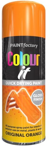 AlezyB - 12 x Original Orange 400ml All Purpose Spray Paint | Use on Metal, Wood, Plastic and Multipurpose Aerosol Professional Quality Perfect Finish, for Interior Exterior and Excellent Coverage