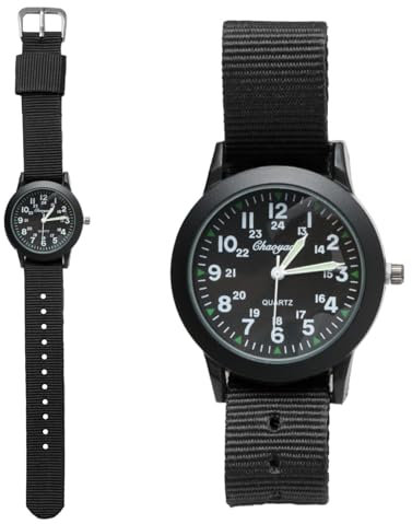 Military Watches for Men Mens Watches Men's Field Wrist Watch Analogue Quartz Watch Durable Outdoor Sport Black Wristwatch, Glow in The Dark, Minimalist Nylon Strap Affordable Tactical Army Watch