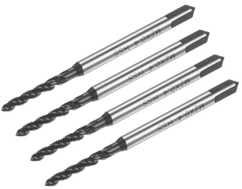 QUARKZMAN 4Stück Metrisch Maschinengewindebohrer M2 x 0,4 Gewindebohrer HSS(6542) Vierkantschaft Hochwertiger Nitrierbeschichtete Gewindeschneider