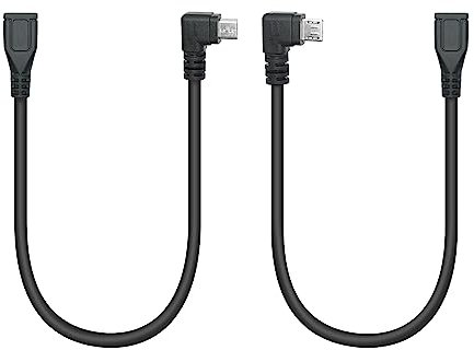 Short Micro USB Extension Cable 9inch, 90 Degree Left & Right Angle Micro USB Male to Female Charging and Data Sync Cable for Micro usb Device Phone, Tablet, MP3 Extension and More(1Pair)