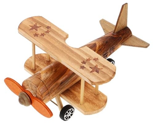 VICASKY Wooden Retro Airplane Ornament - Republic Plane Model - Vintage Home Decor - Beige