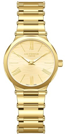 Lee Cooper Ladies Gold Dial Analogue Watch LC08000.130, Gold, Gold