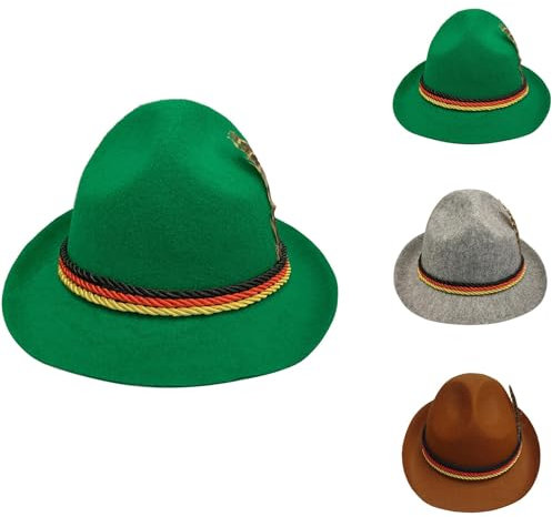 Sbyhbhyds Deutscher Oktoberfest Hut Federmützen Für Erwachsene,Erwachsene Fest Deutscher Hut,Kutscherhut Schweizer Feder Filz Alpenhüte,Oktoberfest Deutsche Hüte für Erwachsene (Green, One Size)