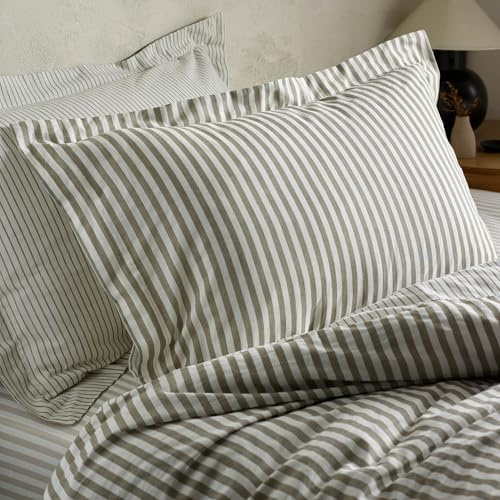 furn. Yard Hebden Mélange Stripe 100% Baumwolle Kissenbezug Paar – Weiches Strukturiertes Gestreiftes Design (MOL – 50x75cm)